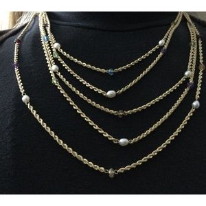 10K Yellow Gold and Gemstone Necklace